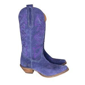 Dingo DI 920 Out West Plum Purple Suede Tall Cowboy Boots Cowgirl Western Size 7